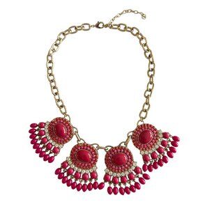 SUSAN GRAVER Gold & Pink Statement Necklace Dangling Beads 16 inch Adjustable